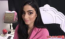 Stepbrother and stepsister explore taboo sexuality in Sislovesmehd.com video