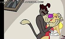 Сексуальная блондинка грубит со своим другом в мультфильме